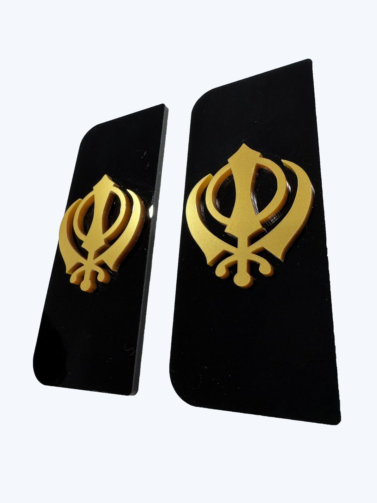2x Khanda 4D Gold Black Symbol Badges/Decals 111x45mm
