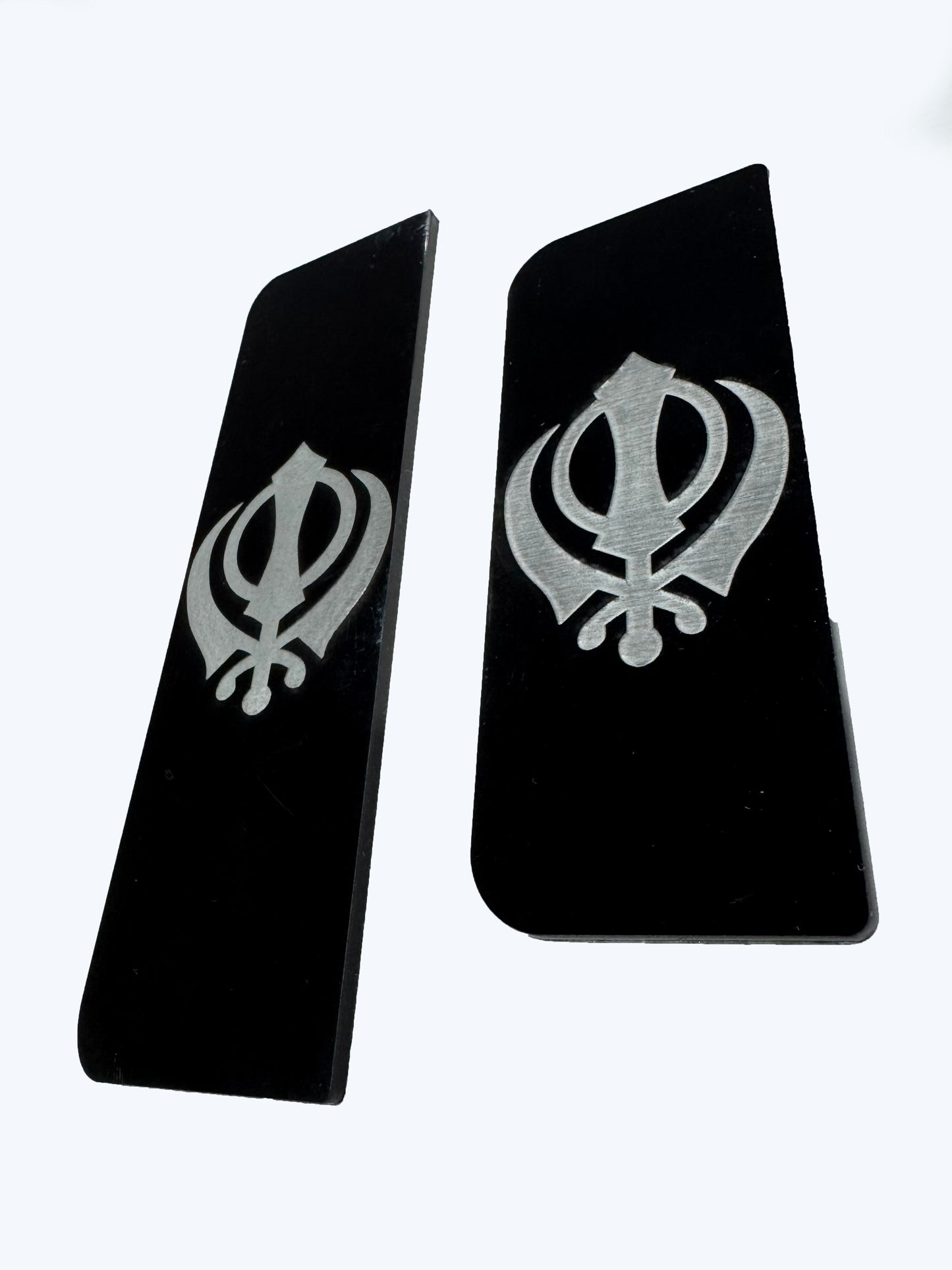 2x Khanda 4D ENGRAVED Range Rover Black Grey Symbol Badges/Decals 152mm x 44mm