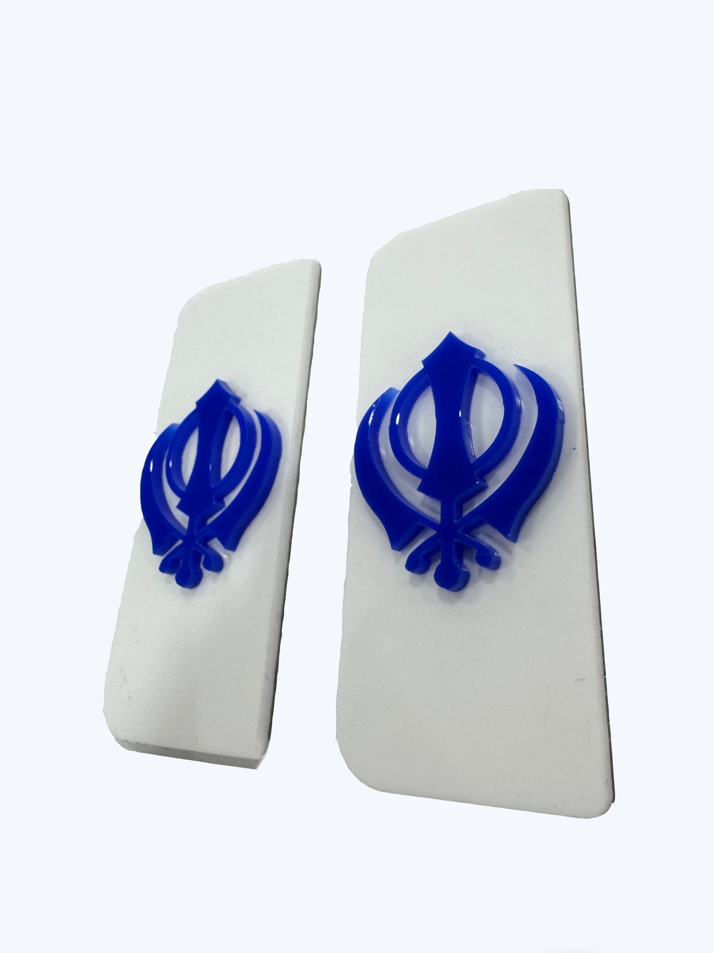2x Khanda 4D White Blue Symbol Badges/Decals 111x45mm