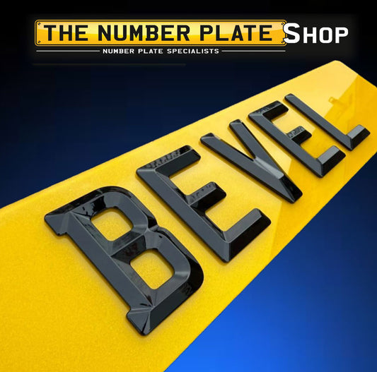 "Retro style bevelled number plate with raised edges, DVLA compliant"