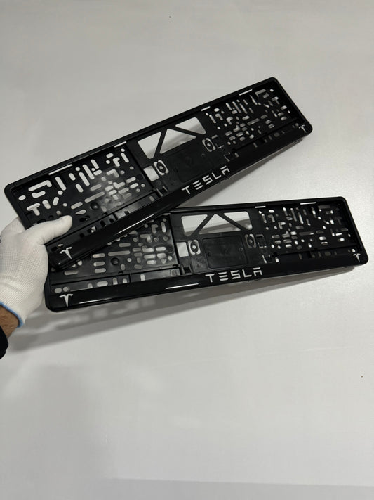x2 TESLA Car Number Plate Holders