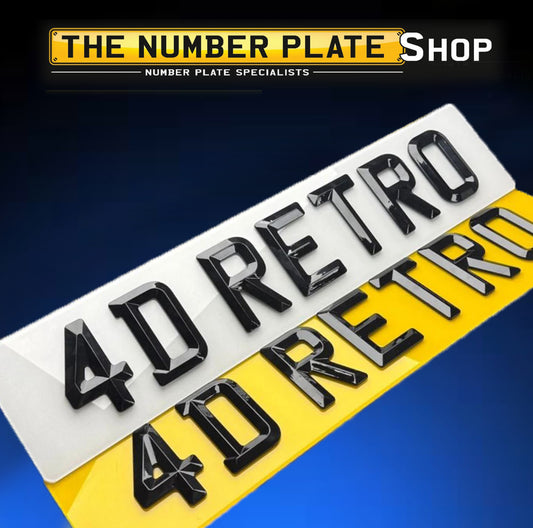 4D Retro Bevelled Number Plates