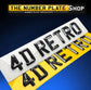 4D Retro Bevelled Number Plates